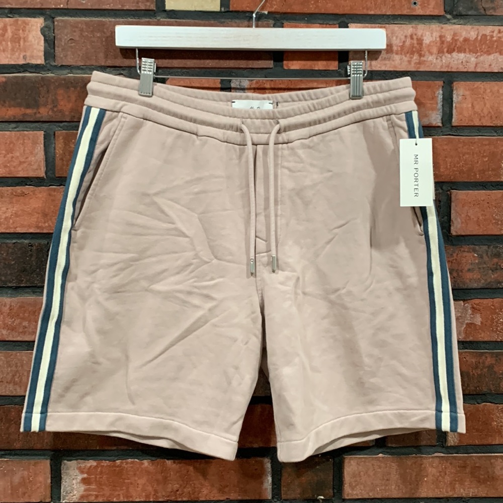 MR P.Striped Organic Cotton-Jersey Drawstring Shorts
